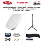 Antenne Sat Plate 40cm + Trépied 180cm + Récepteur Sat THS806 + Carte TNTSAT + Câble HDMI + Pointeur + Câble Coax 10m + 2 Fiches F