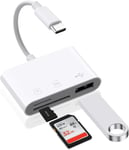 3en1 USB C Lecteur de Carte SD, Adaptateur Micro SD vers Type C OTG, Adaptateur Carte de Caméra SD pour Cartes SDHC SDXC TF Compatible avec iPhone 15 Plus Pro Max MacBook Air Pro Galaxy S24 S23