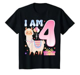 Youth I Am 4 Years Old Cute Llama Lover Kids 4th Birthday Party T-Shirt