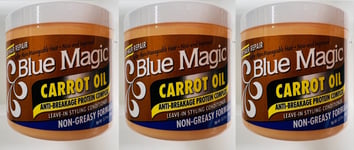 3 X Blue Magic Carrot Oil Anti Breakage Leave In Hair Conditioner 390G.