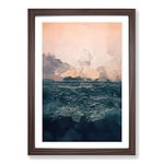 Big Box Art Ocean Beneath a Peach Sky in Abstract Framed Wall Art Picture Print Ready to Hang, Walnut A2 (62 x 45 cm)