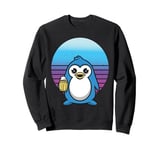 Penguin Beer Mug Retro Cute Blue Penguin Frothy Beer Humor Sweatshirt