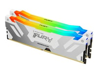 Kingston FURY Renegade RGB - DDR5 - kit - 32 Go: 2 x 16 Go - DIMM 288 broches - 7600 MHz / PC5-60800 - CL38 - 1.45 V - mémoire sans tampon - on-die ECC - blanc et argent