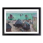 Big Box Art Departure of The Boats by Claude Monet Framed Wall Art Picture Print Ready to Hang, Black A2 (62 x 45 cm)