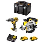 Kit DeWALT DWK201 - Perceuse à Percussion DCD796 + Scie Circulaire DCS391 - 2 x 2,0 Ah - Sans fil - 18V