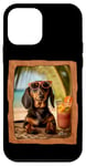 Coque pour iPhone 12 mini Dachshund Beach Vibes Lunettes de soleil Boisson