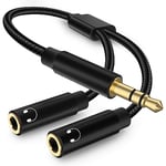 Cuteluding Adaptateur Jack Audio Stéréo,3,5mm stéréo Jack câble Adaptateur Casque,Jack Splitter Compatible avec Casque,Tablette,PC,Tablette,autoradio, Haut-parleurs-Noir