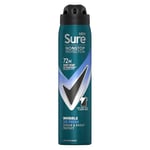 Sure Men Nonstop Protection Invisible Ice Fresh Anti-Perspirant Aerosol Deodorant Spray that protects against white marks and yellow stains for 72 hour sweat and odour protection 250 ml