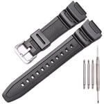 Resin Strap Compatible with Casio AE-1300 AE-1200 F-108 W-216H AE-1000w SGW-300H AQ-S800W W-800H Men's Watch Band Sport Waterproof Silicone Replacement Bracelet (AE12 BlackS)