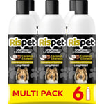 RISPET Shampoing Démêlants Noix de Coco et Kératine, Nettoyant pour Chiens et Animaux à Poils Longs, Formule Délicate sans Allergènes et pH Équilibré, Parfum Noix de Coco, 6x370 ML