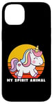 Coque pour iPhone 14 Plus Unicorn Is My Spirit Animal, licorne amusante, licorne arc-en-ciel