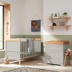 Tutti Bambini Rio 2 piece room set dove grey and oak cot bed & chest drawers