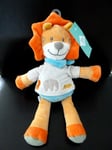 Y7 - DOUDOU PELUCHE TEX BABY LION ORANGE JAUNE FOULARD BLEU ELEPHANT  31cm NEUF