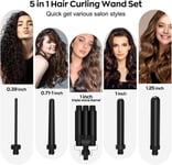 Janelove Hair Curler 5 in 1 Curling Wand Set with 3 Barrel Hair Waver and 4 Iron