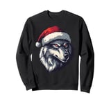 Wolf Santa Hat Xmas Wolf Wild Animals Lover Christmas Pajama Sweatshirt