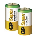 "GP Super Alkaline D-batteri, 13A/LR20, 2-pack"