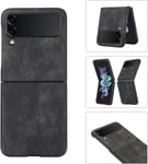 Coque Pour Samsung Galaxy Flip 3 - Silky-Touch Slim Ultra Étui Pliant Sans Barrière Arrière Poche Antichoc Bande Caoutchouc Anti-Dégommage Protect Cover Pour Samsung Galaxy Flip 3 [Zd05] -Black