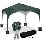 WOLTU Tente de Fête avec 4 Sacs de Sable,Tonnelle de Jardin, Pavillon Pop-Up avec Toit en Demi-Cercle,Tente Pliante pour Marché en Plein Air,Auvent Pliable Imperméable,Tente Pare-Soleil 3x3m Vert