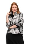 Ulla Popken Femme Grandes Tailles Blazer, Motif à Carreaux en Jacquard, col Montant, Manches Tulipe 3/4 Noir 44 816673100-42