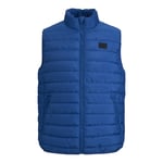 Jack & Jones Mens Puffer Gilet with Stand Up Collar Lightweight - Blue - Size Small