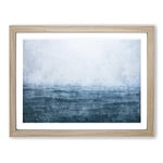 Ocean Rain In Cambodia Painting Modern Art Framed Wall Art Print, Ready to Hang Picture for Living Room Bedroom Home Office Décor, Oak A4 (34 x 25 cm)