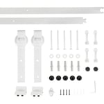 Système de Porte Coulissante, Kit de Rail pour Porte Coulissante, Rail + Roulette, 200 cm, Classique, Blanc