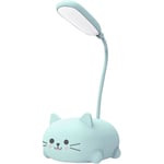 Skrivbordslampa för barn, söt katt LED-bordslampa med flexibel arm, USB-laddningsbar bordslampa, ögonskydd, läslampa, tecknad kawaii sänglampa L