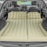 Matelas gonflable portable avec surface floquée - Déhoussable - Pour voiture et suv - Avec pompe - Convient pour les voyages et le camping - Beige