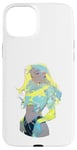 Coque pour iPhone 15 Plus Jaune et Bleu Cheveux Cyber-punk Anime & Manga Style Girl