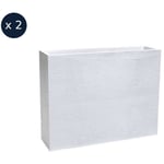 2 Jardinières rectangulaire Graphit - 99,5 x 29,5 x 78,5 cm - 63 l - Blanc cérusé EDA