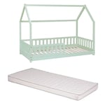 Laïba Kids - Ensemble Lit cabane Bosco Vert + Matelas enfant 90x190