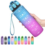 Coolfel Motivational Water Bottle with Time Markings, 1.5l 1l Sports Water Bottle 700ml 500ml Kids Water Bottles, BPA Free Tritan Leakproof Reusable Drink Bottle for Gym, School, Running