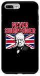 Coque pour iPhone 7 Plus/8 Plus Winston Churchill Never Surrender avec drapeau Union Jack