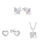 Prinzessin Lillifee, Ensemble de Bijoux pour Filles en Argent Sterling 925, Rhodié avec Synthé. Zircone, Rose, Violet, Papillon, Livré dans une Boîte à Bijoux