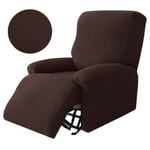 Stickade vilstolssofföverdrag Lazy Boy Elastisk soffa Protector Relax Cover Lounge Hem Husdjur Anti-Scratch 1/2/3/4 sits grid-Coffee 4 Seater