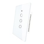 WiFi Smart 1/2/3 Gang Wall Light Switch Glass Panel RF433&Wi-Fi Tuya APP La télécommande fonctionne avec Alexa Google Home, 3 Gang blanc 110V