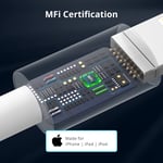 5 kpl (0,9 m, 0,9 m, 1,8 m, 1,8 m, 3 m) latauskaapeli iPhonelle, MFi-sertifioitu USB Lightning -kaapeli nailonpunotussa pikalatausjohdossa Yhteensopiva