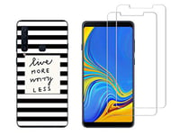 NOVAGO Compatible avec Samsung A9 2018 A920F Pack (3 en 1) Coque Souple imprimée Anti Choc +2 Films écran en Verre trempé résistant Anti Casse d'écran (Traits Noirs)