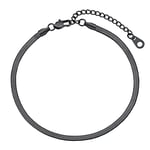 Chaine de Cheville Serpent Femme Acier Bracelet de Pied Choker 5 mm Ras De Cou Inoxysable Gourmette Fille Large Noir