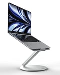 LULULOOK Laptop Stand with 360° Rotating Base, Foldable Adjustable Height Laptop Holder for Desk, All Aluminum Notebook Stand for MacBook pro 2022, Air, Dell XPS, Lenovo, All Laptops 10-17", Sliver