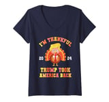 Womens Again I'M THANKFUL Trump Won Took America Back Daddy's Home V-Neck T-Shirt