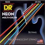 DR Strings HI-DEF NEON™ - Cordes de basse multicolores : 5 cordes moyennes 45-125