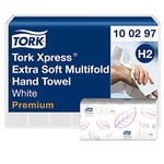 Tork Xpress Extra Soft Multifold Hand Towel White with Lavender Leaf H2, Premium, 4-Panel, 21 x 100 Sheets, 100297