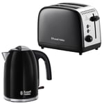 🔥 Russell Hobbs Classic Colours Kettle & 2 Slice Toaster Kitchen Set (Black)