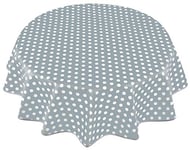 Home Direct Round Oilcloth PVC Wipe Clean Tablecloth Table Cover 160cm 62" Polka Dot Grey Light