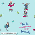 Matilda - Books Blue - Per Half Metre