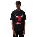 t-shirts Homme, New Era NBA Chicago Bulls Script Mesh Tee, Noir