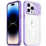 Rdyi6ba8 Clair Coque pour iPhone 14 Pro Max, Transparente Étui [Ne Jaunit Jamais] Protection de la Caméra Étui avec Coulisse Cache Objectif pour iPhone 14 Pro Max - Violet