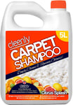 Cleenly Carpet Shampoo Cleaner Solution (5 litres) - Citrus Splash Fragrance - Safe for All Carpet Cleaning Machines - Effectively Removes Pet Odours