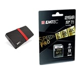 EMTEC - Pack Création : Disque SSD Portable X200 1 Tera + Cartes SD UHS-1-U3 256 Go